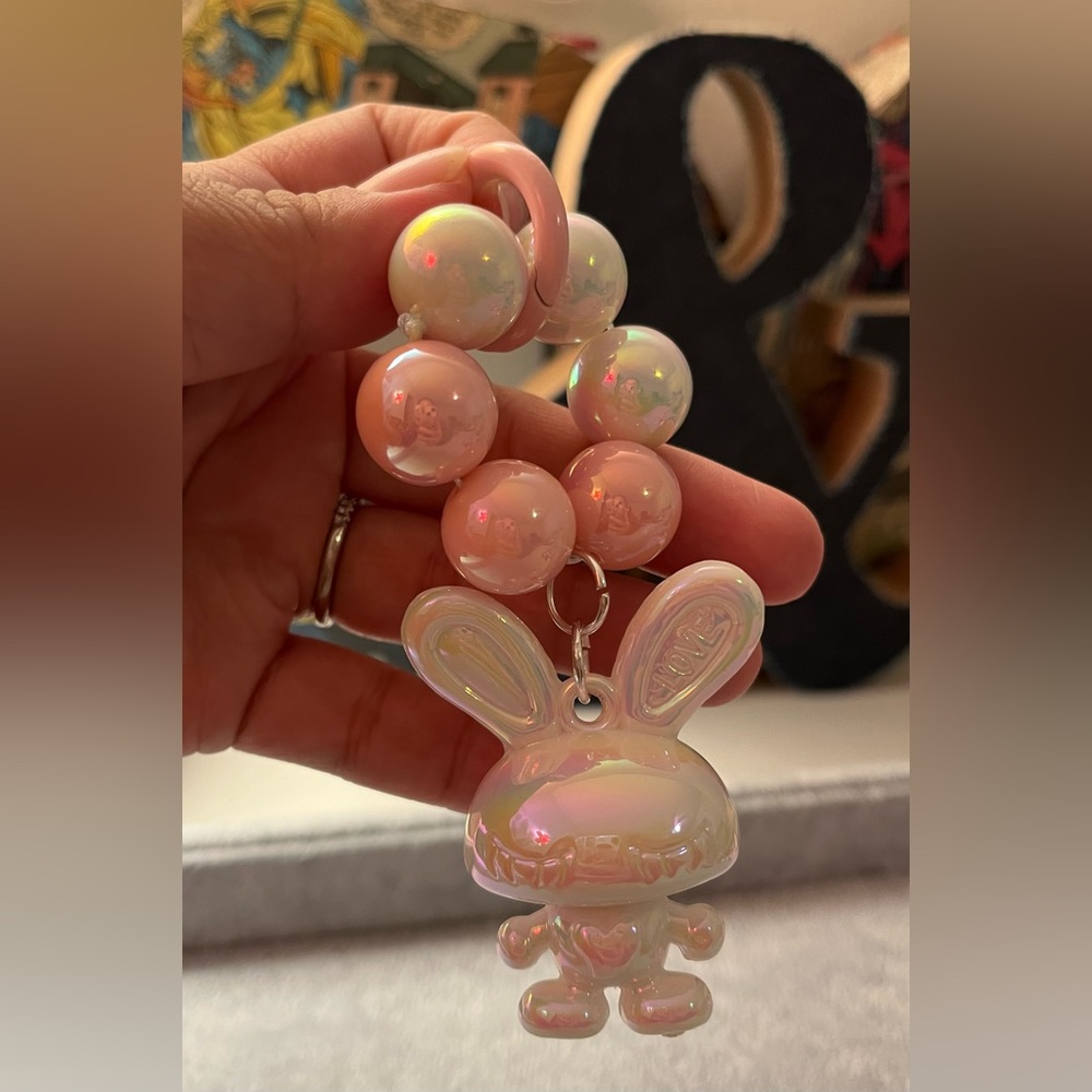 WHITE BUNNY phone/key or bag charm